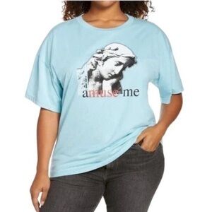 “Amuse Me” Oversized Knit Graphic Tee